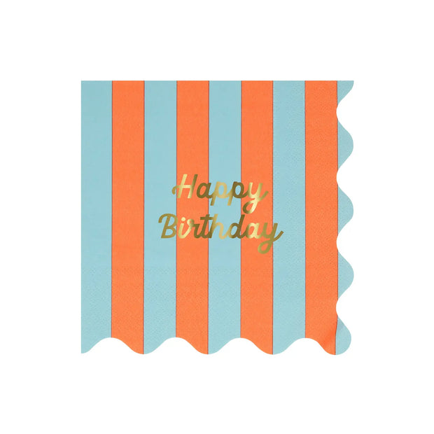 Meri Meri Paper Napkins x 16 - Striped Happy Birthday