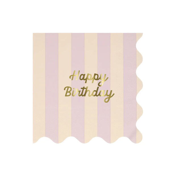 Meri Meri Paper Napkins x 16 - Striped Happy Birthday