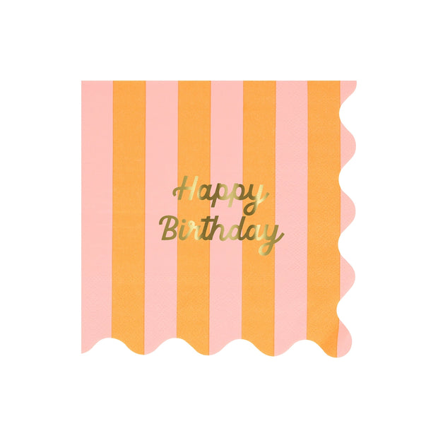 Meri Meri Paper Napkins x 16 - Striped Happy Birthday