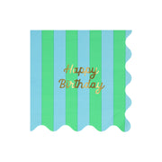 Meri Meri Paper Napkins x 16 - Striped Happy Birthday