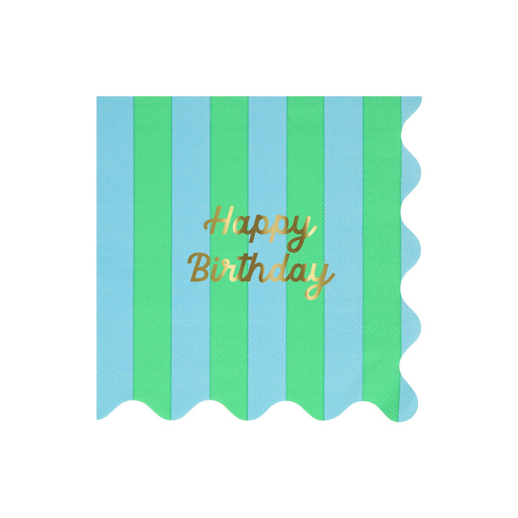 Meri Meri Paper Napkins x 16 - Striped Happy Birthday