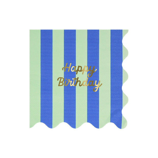 Meri Meri Paper Napkins x 16 - Striped Happy Birthday