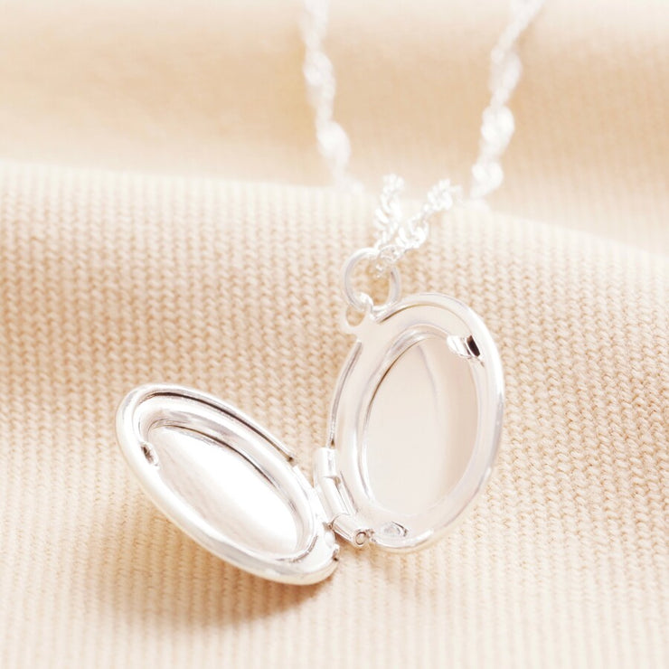 Oval Silver Locket Necklace