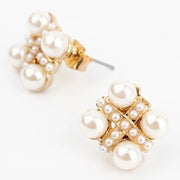 My Doris Pearl Cross Stud Earrings