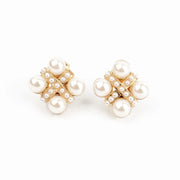 My Doris Pearl Cross Stud Earrings