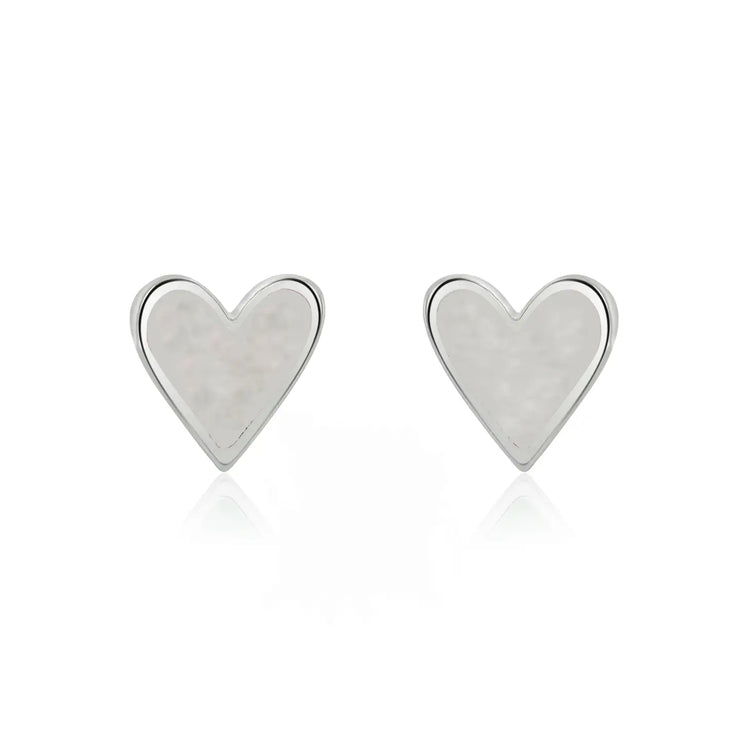 Coral & Mint Pearlescent Heart Stud Earrings