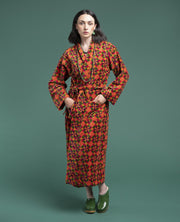 Les Touristes Long Velvet Dressing Gown - Mosaic Orange