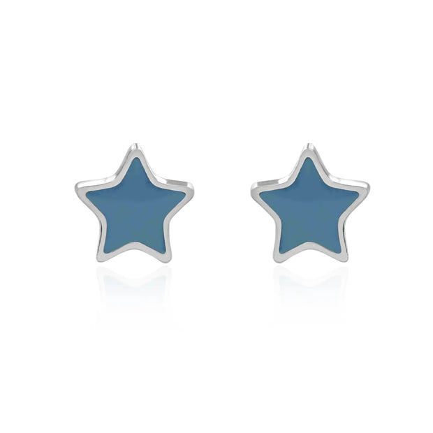 Coral & Mint Petrol Blue Enamel Star Studs