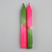 The Singing Rabbit 2 Dinner Candles - Neon Pink & Green