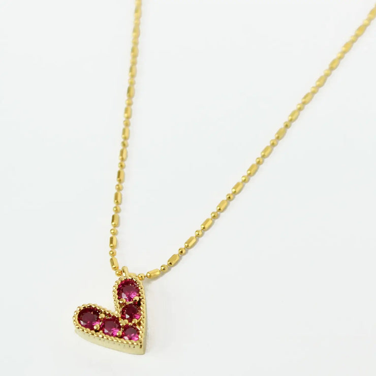 My Doris Gemstone Heart Necklace - Pink