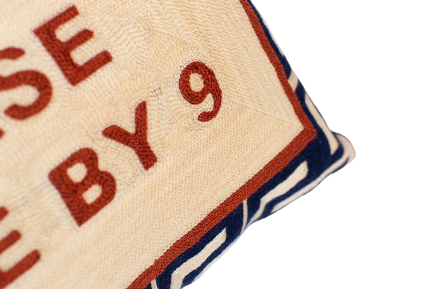 Rectangle Needlepoint Cushion - Please Leave By 9