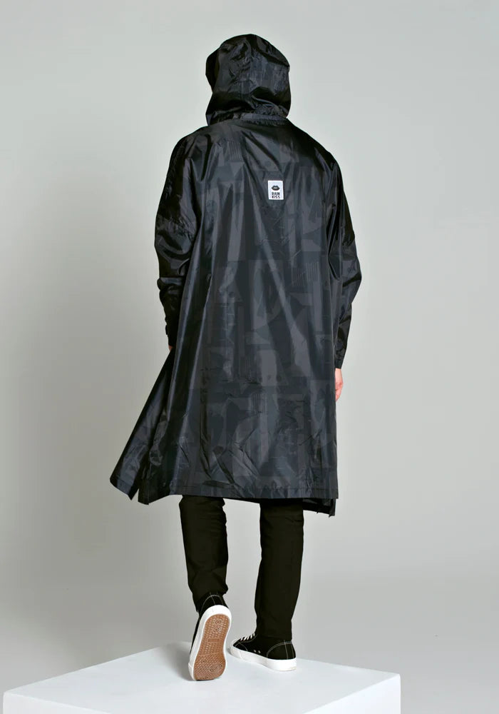 Rainkiss Unisex Recycled Rain Poncho - Back to Black