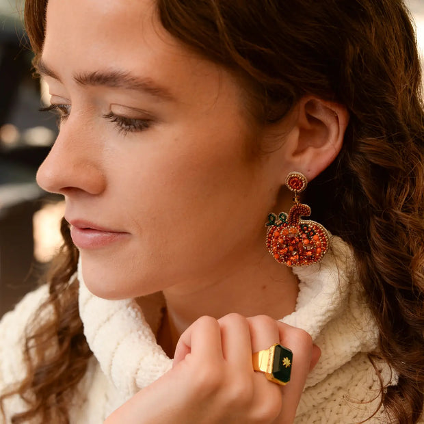 My Doris Beaded Pumpkin Earrings