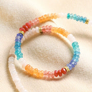 Rainbow Rondelle Stone Beaded Necklace