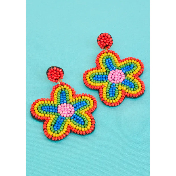 Namaste Rainbow Flower Beaded Earrings