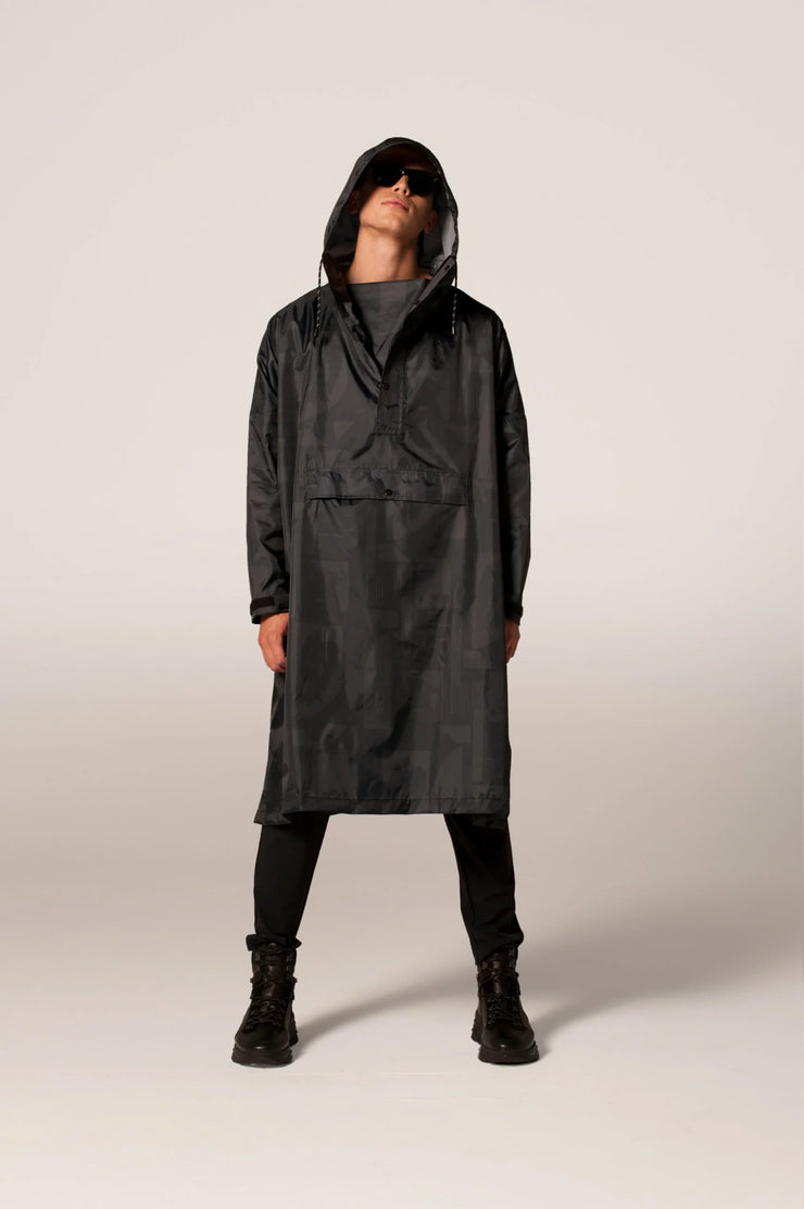 Rainkiss Unisex Recycled Rain Poncho - Back to Black