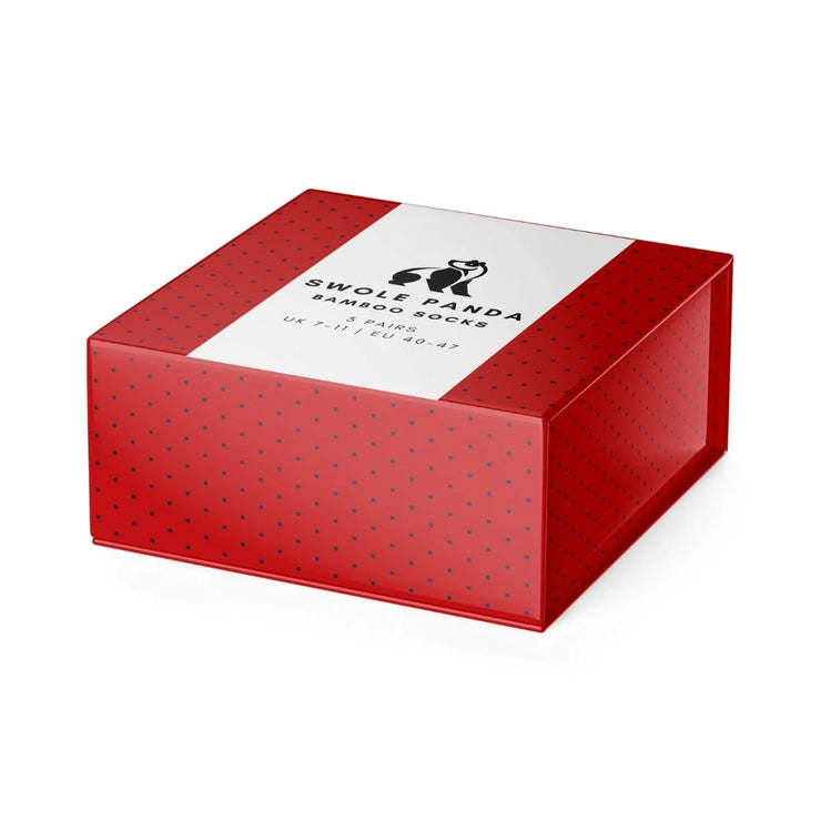 Swole Panda Bamboo Sock Gift Box - Red & Blue