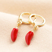 Enamel Chilli Huggie Hoop Earrings