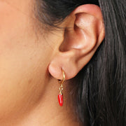 Enamel Chilli Huggie Hoop Earrings