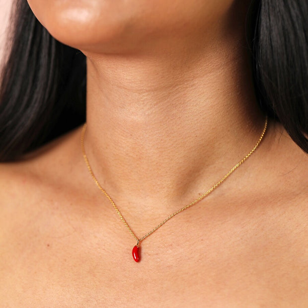 Enamel Chilli Pendant Necklace