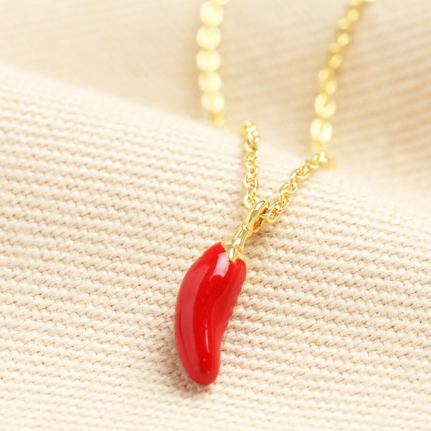 Enamel Chilli Pendant Necklace