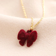 Red Velvet Bow Pendant Necklace