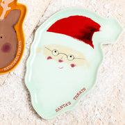 Ceramic Santa and Reindeer Treat Plates - Set of 2
