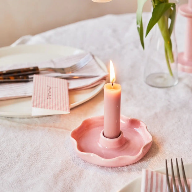 Heather Evelyn Scallop Candle Holder - Pink
