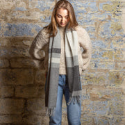 Tweedmill Herringbone Blackbird Stripe Scarf