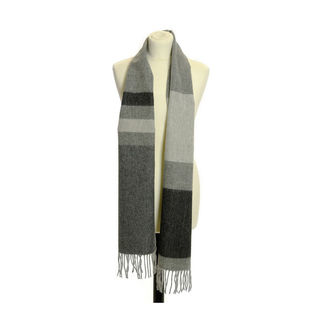 Tweedmill Herringbone Blackbird Stripe Scarf