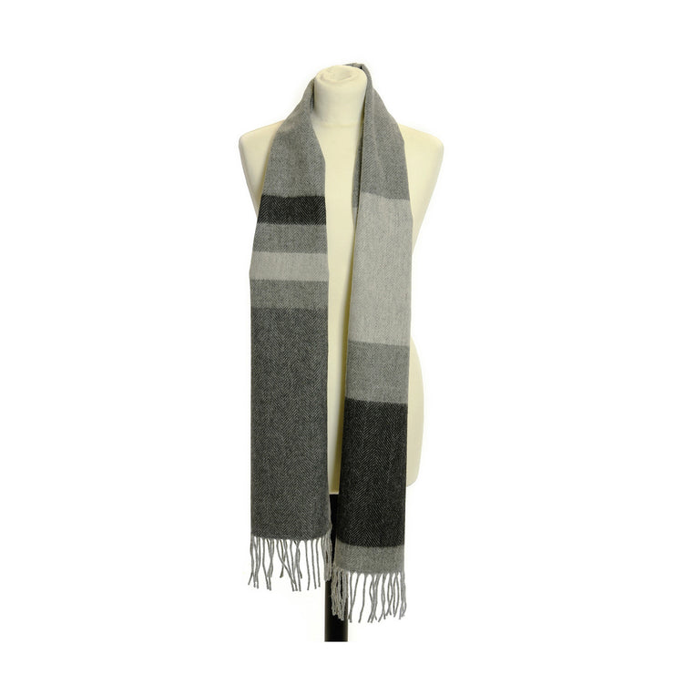 Tweedmill Herringbone Blackbird Stripe Scarf