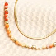 Herringbone & Bead Double Layer Necklace