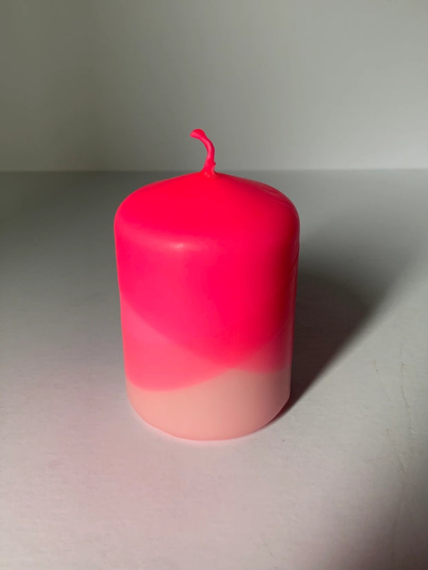 The Singing Rabbit Pillar Candle - Neon Pink & Sherbert