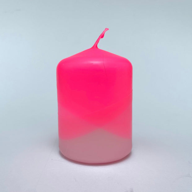 The Singing Rabbit Pillar Candle - Neon Pink & Sherbert