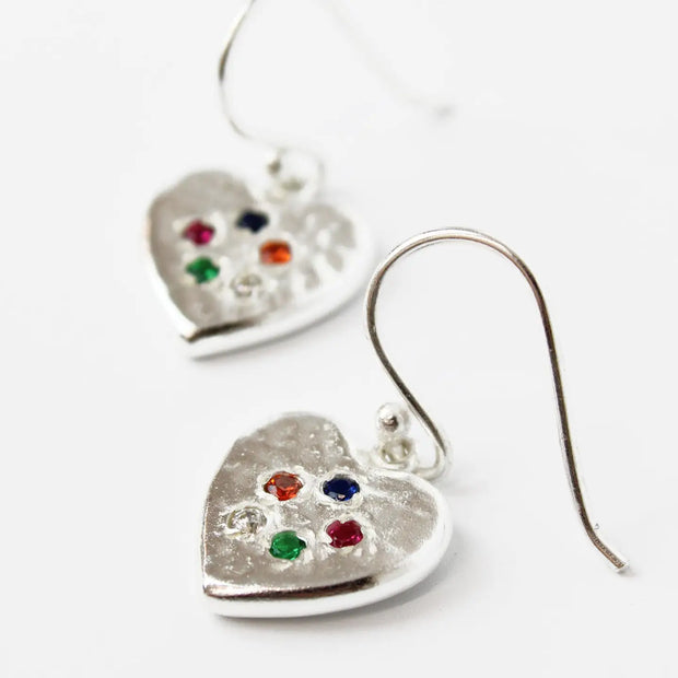 My Doris Heart Gem Earrings - Silver