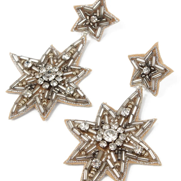 My Doris Beaded Earrings - Large Double Starsn