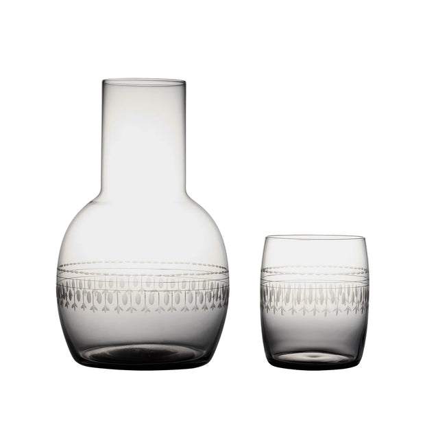 The Vintage List Smoky Crystal Carafe Set - Ovals