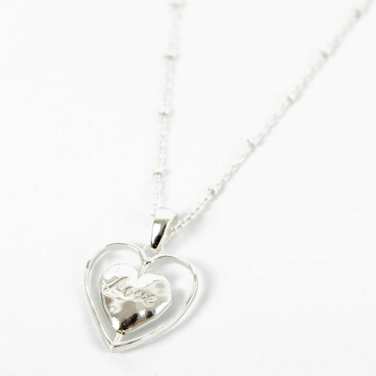 My Doris Silver Spinning Heart Love Necklace