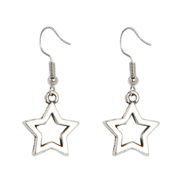 Cockatoo Silver Star Outline Droplet Earrings