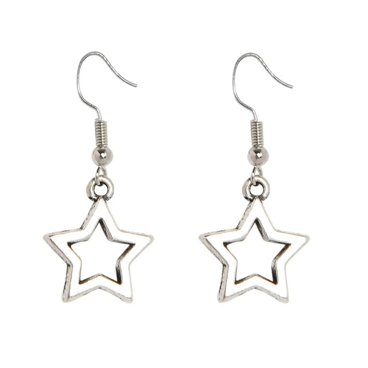 Cockatoo Silver Star Outline Droplet Earrings