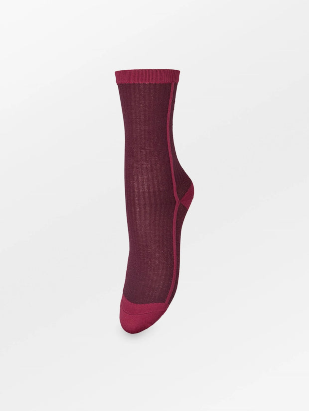 Becksondergaard Stripy Glitter Socks - Fig Red