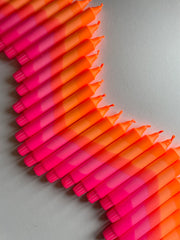 The Singing Rabbit 2 Dinner Candles - Neon Orange & Pink Swirl