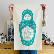Alphabet Bag Tea Towel - It's What's Inside That Counts