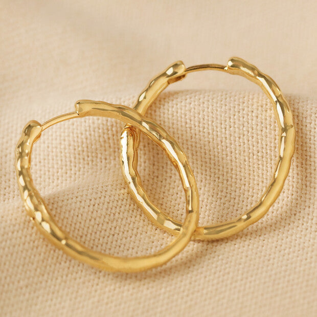 Textured Hoop Earrings in Silver or Gold
