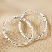 Textured Hoop Earrings in Silver or Gold