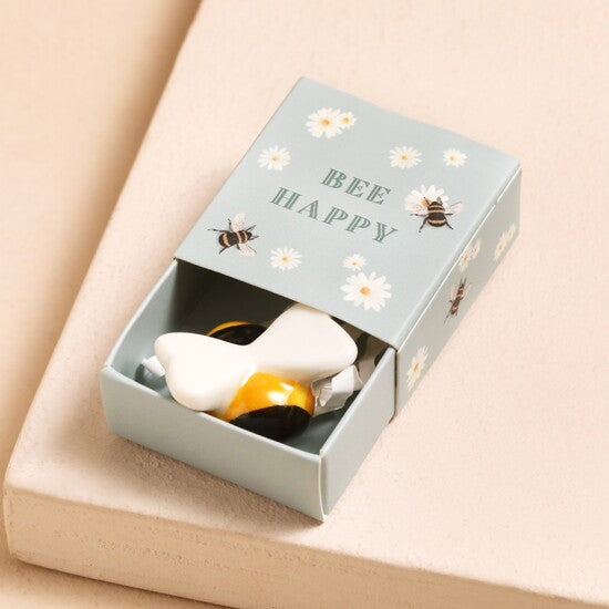 Tiny Matchbox Ceramic Tokens - Bee Happy