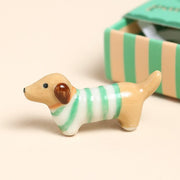Tiny Matchbox Ceramic Tokens - Sausage Dog