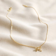 Tiny Pearl Bow Necklace in Silver or Gold
