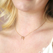 Tiny Pearl Bow Necklace in Silver or Gold