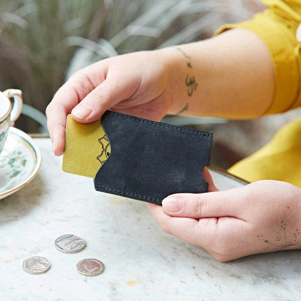 Handmade Buffalo Leather Travel Card Holder